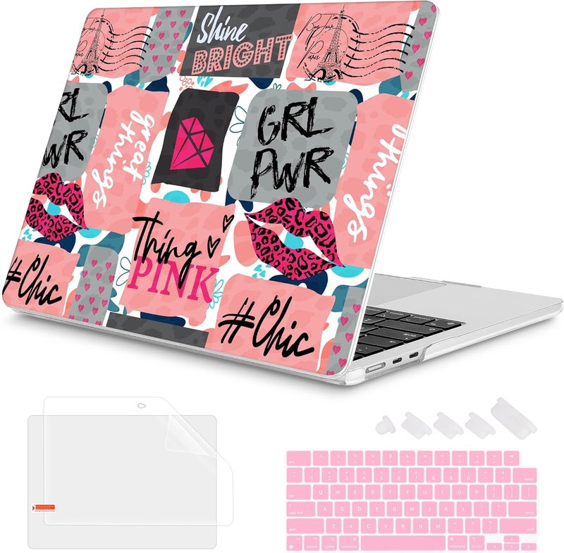 Mektron Designed for 2025/2024/2023 MacBook Air 15 INCH M4 A3241 /M3 A3114 /M2 A2941 Case, Printed Plastic Hard Shell Cover with 15.3" Liquid Retina Display Touch ID, Girly Graffiti - Image 1